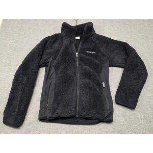 Columbia Womens XL6620 Sherpa Fleece Full Zip Jacket Black Medium Mock‎ Neck
